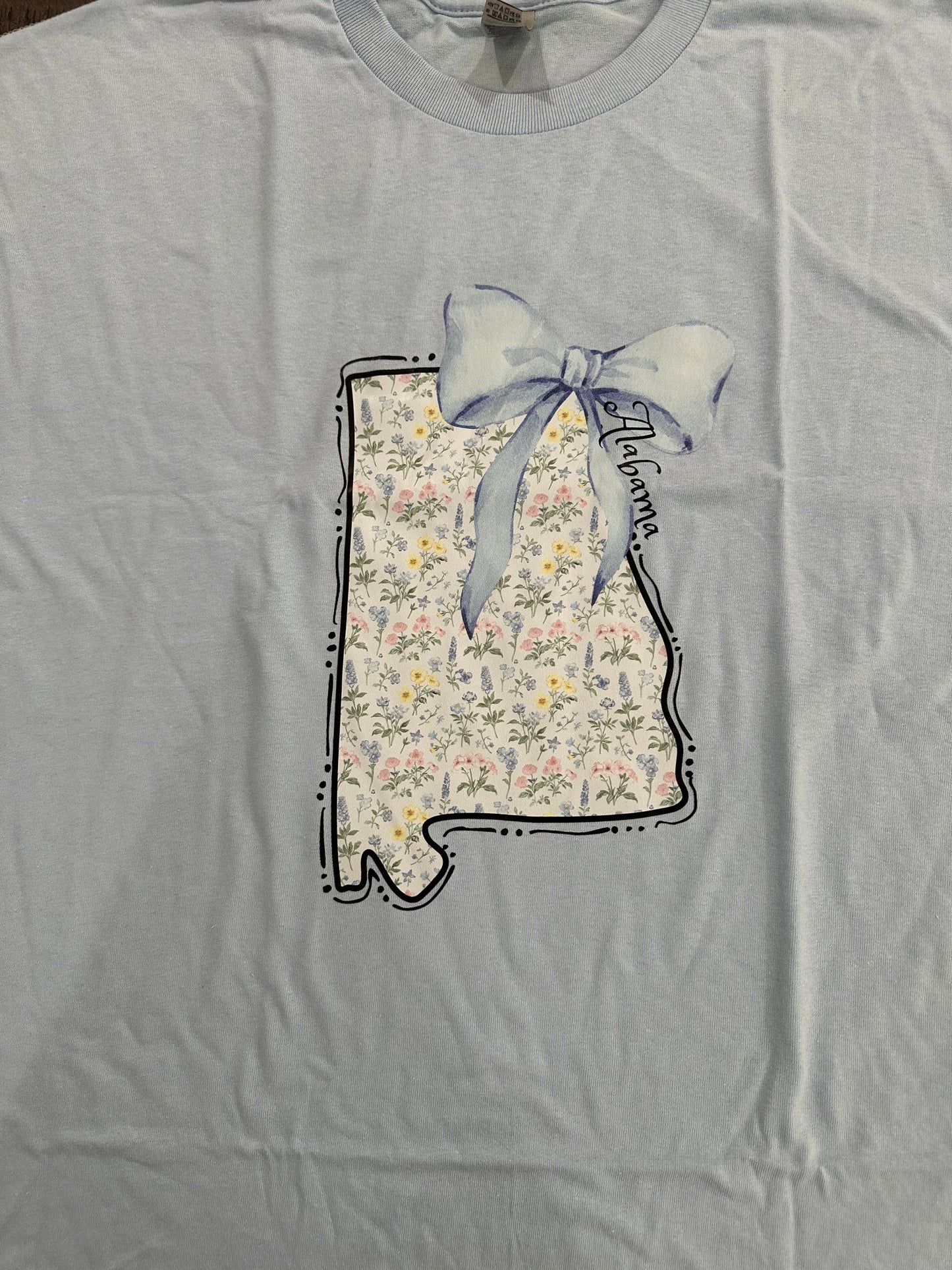 Floral AL State with bow t-shirt