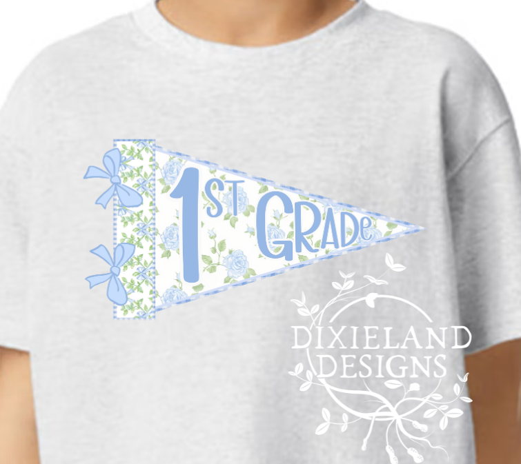 Blue Floral Grade Flag Tshirt
