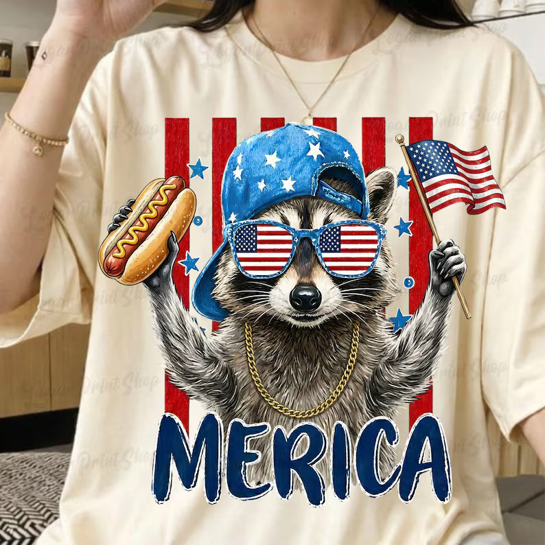 Merica Raccoon T-shirt