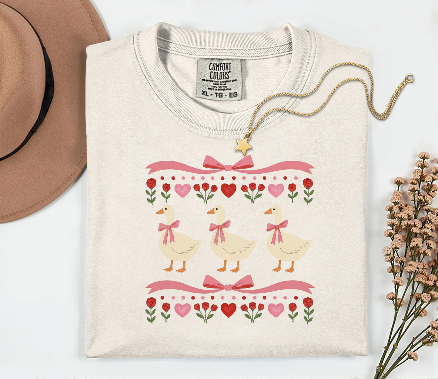 Vintage Pink Ribbon Goose T-shirt