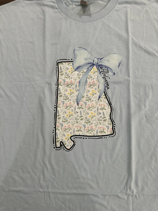 Floral AL State with bow t-shirt