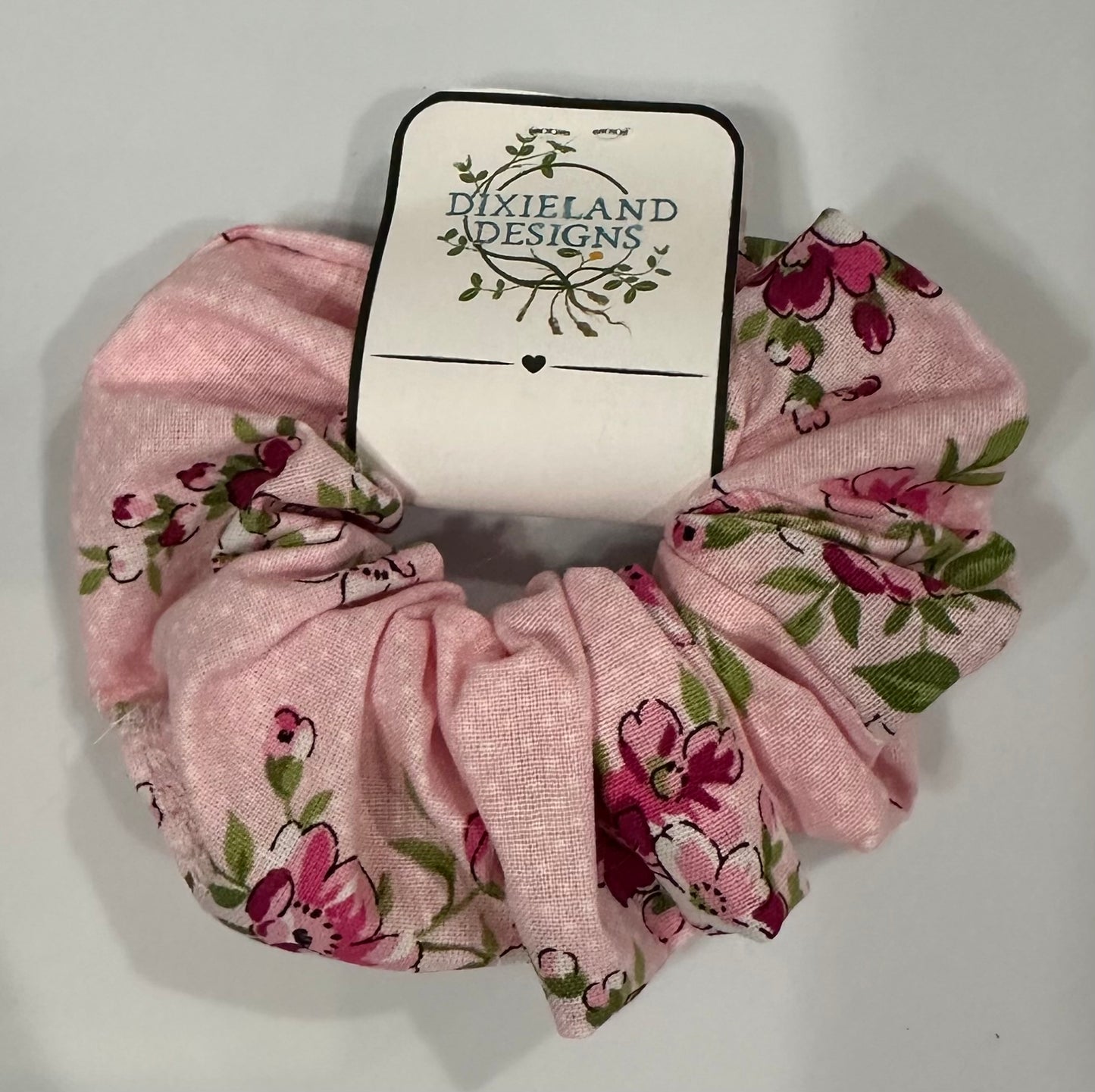 Pink floral scrunchies