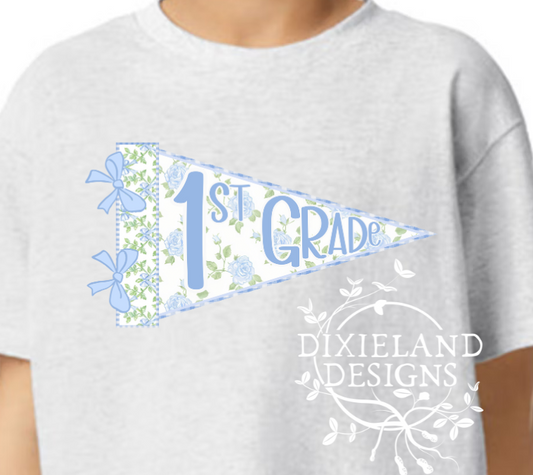 Blue Floral Grade Flag Tshirt