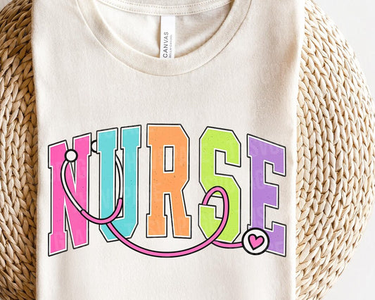 Neon Nurse Stethescope T-shirt